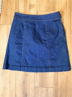 LOFT Dark Blue Denim A-Line Skirt